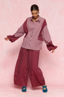karavan loungewear planet fall winter 26' collection keila shirt burgundy grey