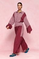 karavan loungewear planet fall winter 26' collection keila shirt burgundy grey