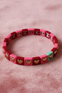 Gold Heart Bracelet (Pink)