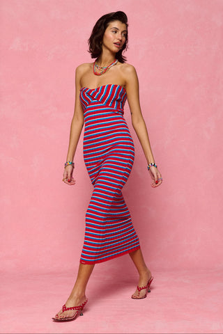 karavan clothing fashion spring summer 26 nai collection genevieve knitted dress turquoise red stripes