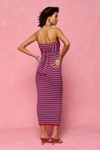 karavan clothing fashion spring summer 26 nai collection genevieve knitted dress turquoise red stripes