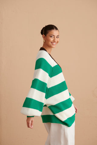 karavan clothing fashion spring summer 24 that moment gisella knitted cardigan ivory green