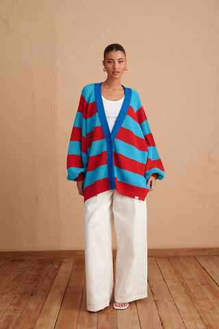 karavan clothing fashion spring summer 24 that moment gisella knitted cardigan turquoise red