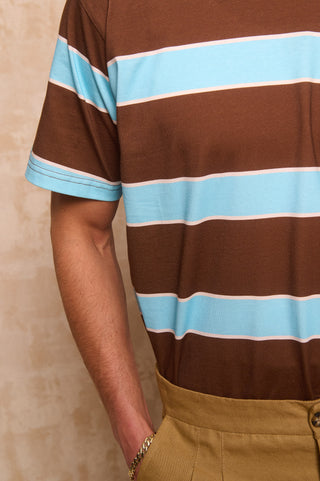 karavan clothing fashion spring summer 26 men nai collection keanu tee brown blue stripes
