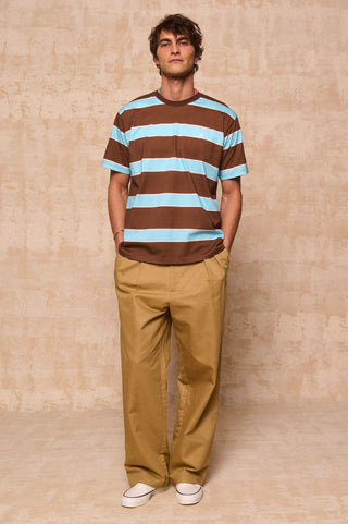 karavan clothing fashion spring summer 26 men nai collection keanu tee brown blue stripes
