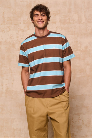 karavan clothing fashion spring summer 26 men nai collection keanu tee brown blue stripes