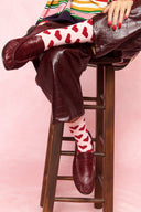 karavan loungewear planet fall winter 26' collection heart socks pink red