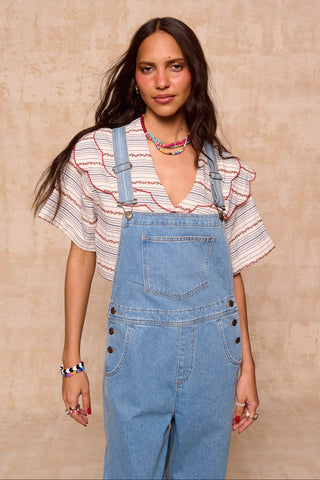 karavan clothing fashion spring summer 26 nai collection himari dungarees light blue denim