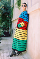 karavan fall winter 26' collection honey knitted dress multicolor lines