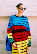 karavan fall winter 26' collection honey knitted dress multicolor lines