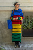 karavan fall winter 26' collection honey knitted dress multicolor lines