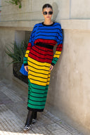 karavan fall winter 26' collection honey knitted dress multicolor lines