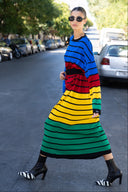 karavan fall winter 26' collection honey knitted dress multicolor lines