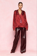 karavan loungewear planet fall winter 26' collection teresa shirt burgundy