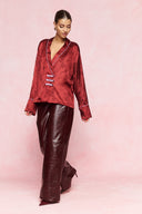 karavan loungewear planet fall winter 26' collection teresa shirt burgundy