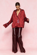 karavan loungewear planet fall winter 26' collection teresa shirt burgundy