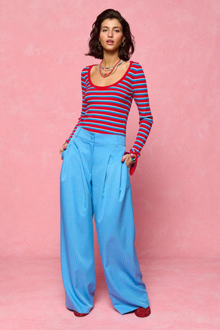 karavan clothing fashion spring summer 26 nai collection margot knitted top turquoise red stripes