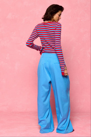 karavan clothing fashion spring summer 26 nai collection margot knitted top turquoise red stripes