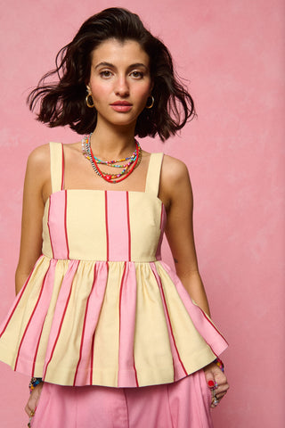 karavan clothing fashion spring summer 26 nai collection tracey top pink yellow stripes