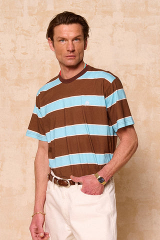 karavan clothing fashion spring summer 26 men nai collection keanu tee brown blue stripes