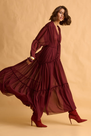 karavan clothing fashion fall winter 25 homecoming krvn collection joanna dress bordeaux