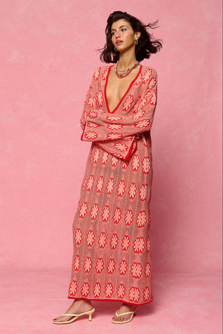 karavan clothing fashion spring summer 26 nai collection josephine knitted dress orange floral