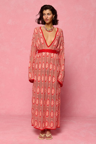 karavan clothing fashion spring summer 26 nai collection josephine knitted dress orange floral