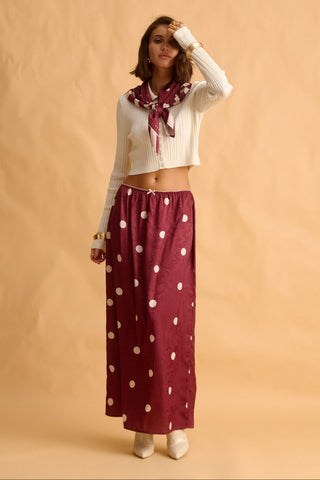 karavan clothing fashion fall winter 25 krvn homecoming collection judy skirt polka dots bordeaux