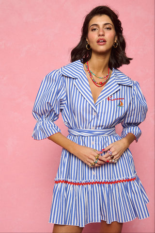 karavan clothing fashion spring summer 26 nai collection kalliope mini dress blue stripes