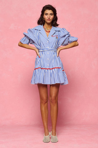 karavan clothing fashion spring summer 26 nai collection kalliope mini dress blue stripes