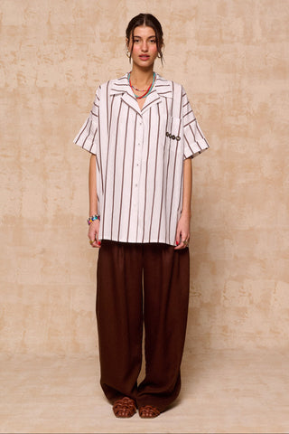 karavan clothing fashion krvn spring summer 26 nai collection zinnia shirt brown stripes