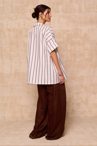 karavan clothing fashion krvn spring summer 26 nai collection zinnia shirt brown stripes