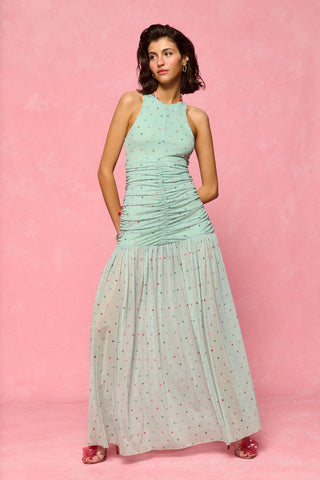 karavan clothing fashion spring summer 26 nai collection kathrin dress polka aqua