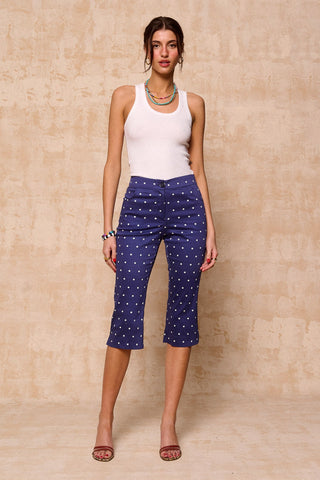 karavan clothing fashion spring summer 26 nai collection kinza capri trousers polka blue