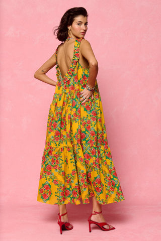 karavan clothing fashion spring summer 26 nai collection laura dress roses yellow