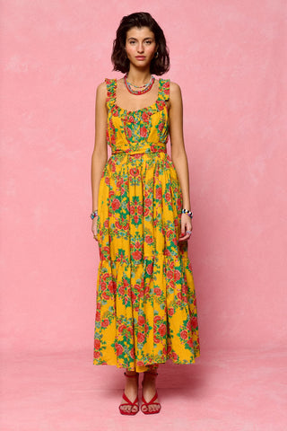 karavan clothing fashion spring summer 26 nai collection laura dress roses yellow