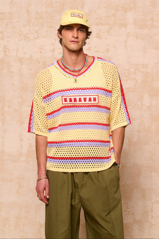 karavan clothing fashion spring summer 26 men nai collection antonio knitted bluuse yellow blue stripes
