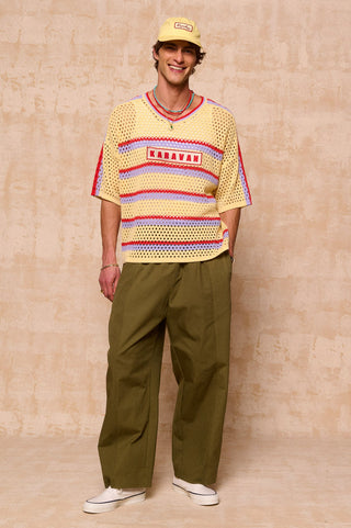 karavan clothing fashion spring summer 26 men nai collection antonio knitted bluuse yellow blue stripes