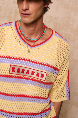 karavan clothing fashion spring summer 26 men nai collection antonio knitted bluuse yellow blue stripes