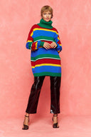 karavan fall winter 26' collection elin knitted sweater blue red yellow lines