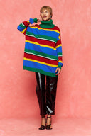 karavan fall winter 26' collection elin knitted sweater blue red yellow lines