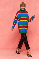 karavan fall winter 26' collection elin knitted sweater blue red yellow lines
