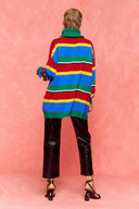 karavan fall winter 26' collection elin knitted sweater blue red yellow lines
