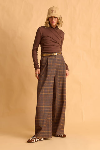 karavan clothing fashion fall winter 25 homecoming krvn collection lois trousers checked brown