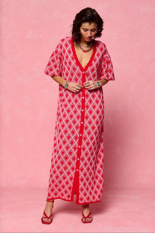 karavan clothing fashion spring summer 26 nai collection loreley knitted dress pink red