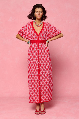 karavan clothing fashion spring summer 26 nai collection loreley knitted dress pink red