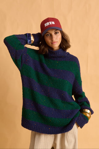 karavan clothing fashion fall winter 25 homecoming krvn collection lilith pullover blue green stripes