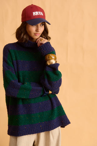 karavan clothing fashion fall winter 25 homecoming krvn collection lilith pullover blue green stripes