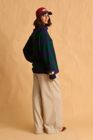 karavan clothing fashion fall winter 25 homecoming krvn collection lilith pullover blue green stripes