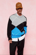 karavan men fall winter 26' collection xavier knitted pullover black grey blue